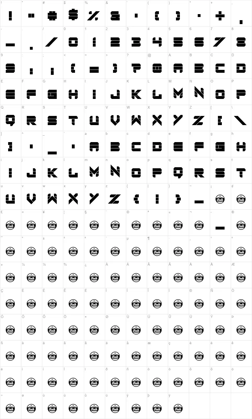 Rodent Ragefont character map