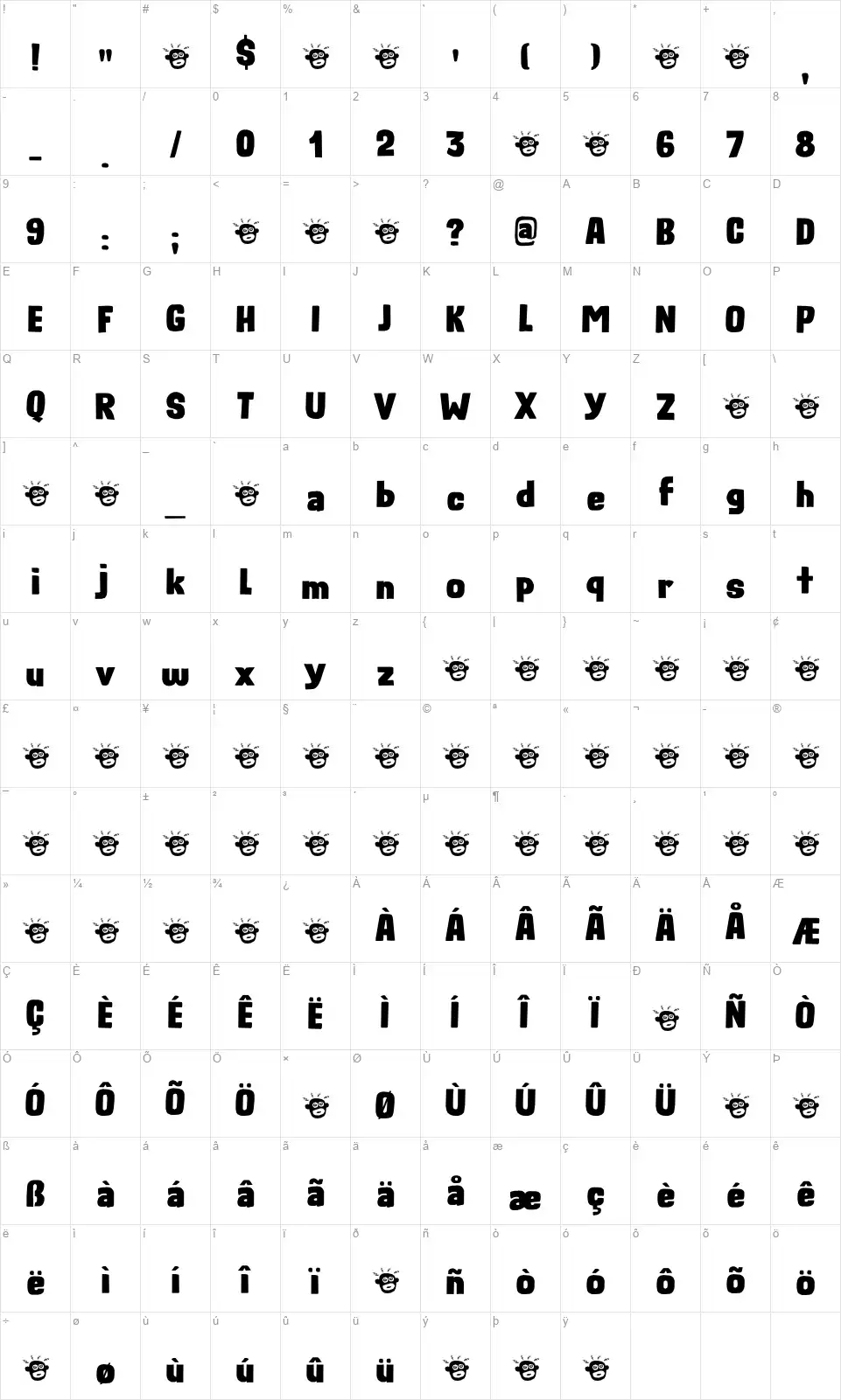 Rough Therapyfont character map