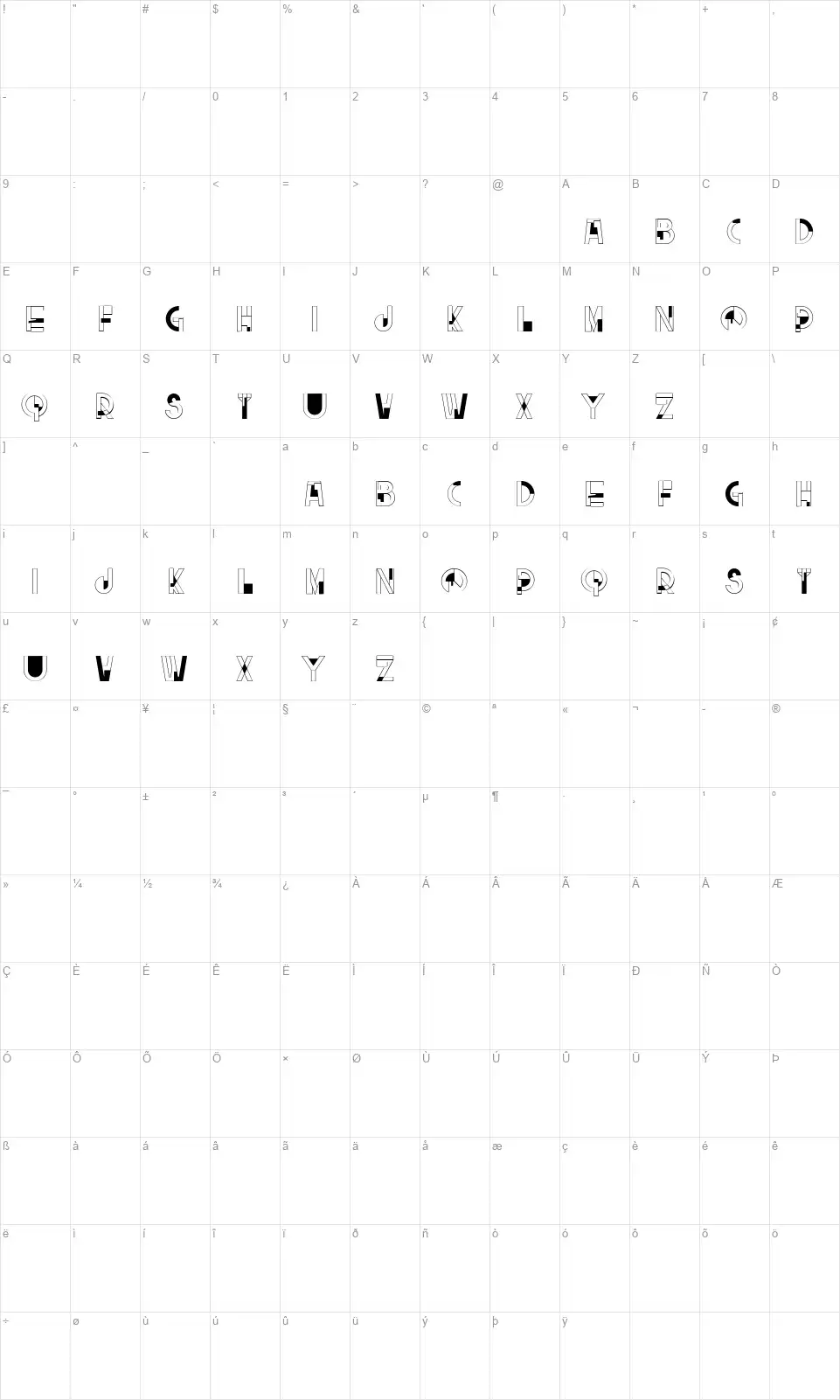 Sevastopolfont character map
