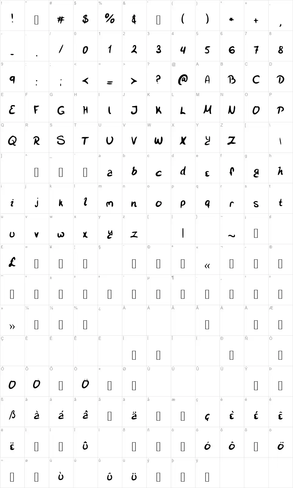 SmiSmifont character map