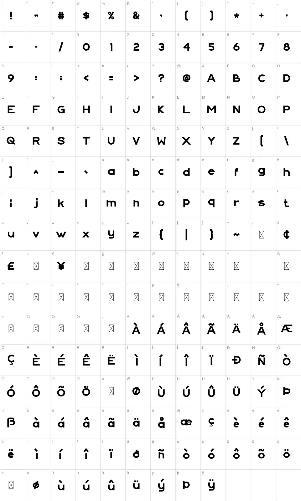 Soemarafont character map