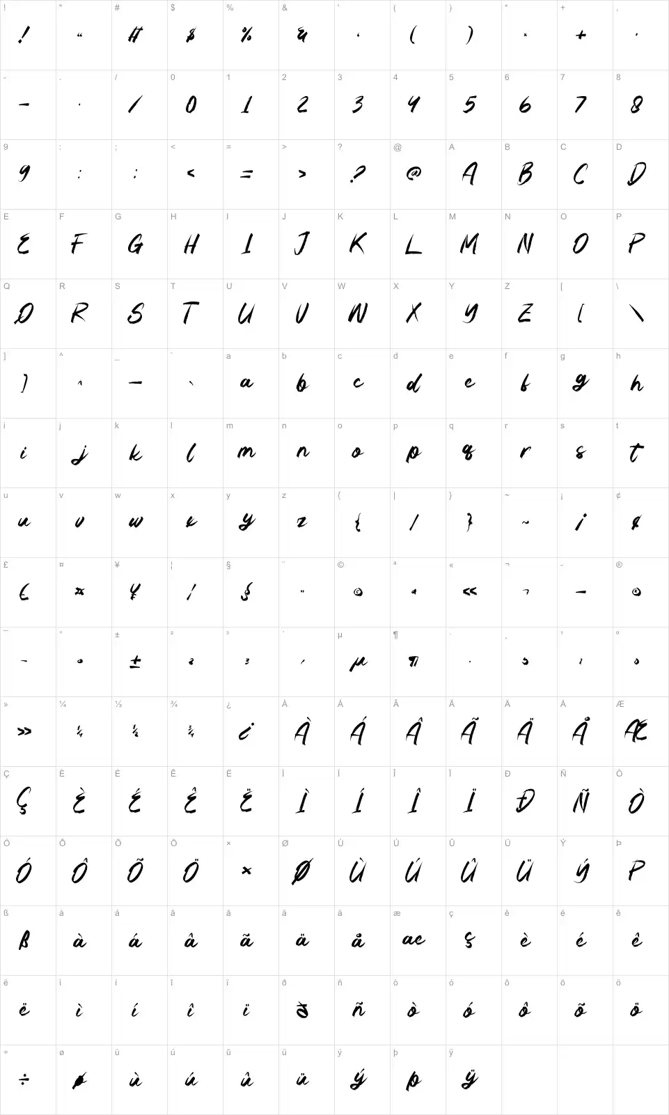 Sound Seekersfont character map