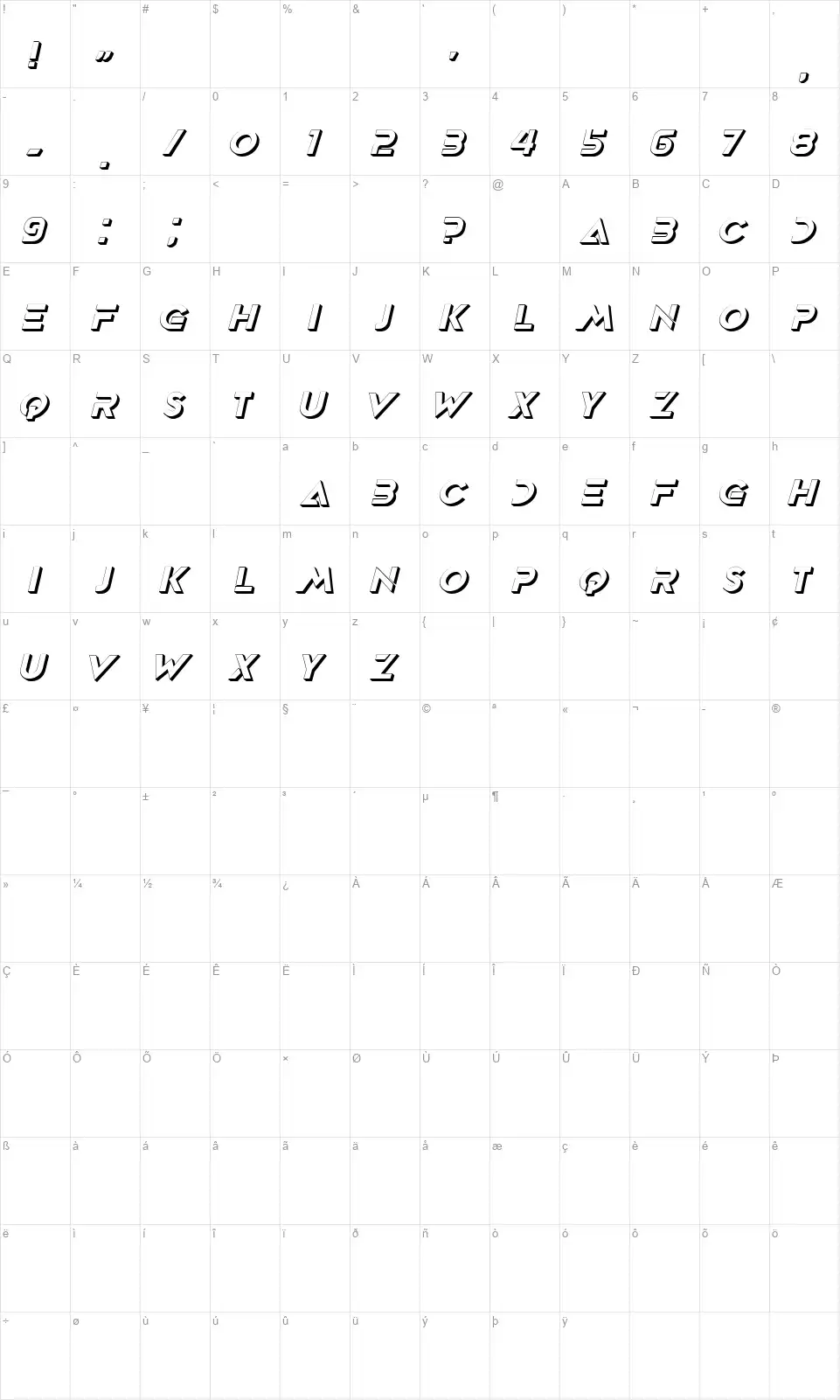 Spyfont character map