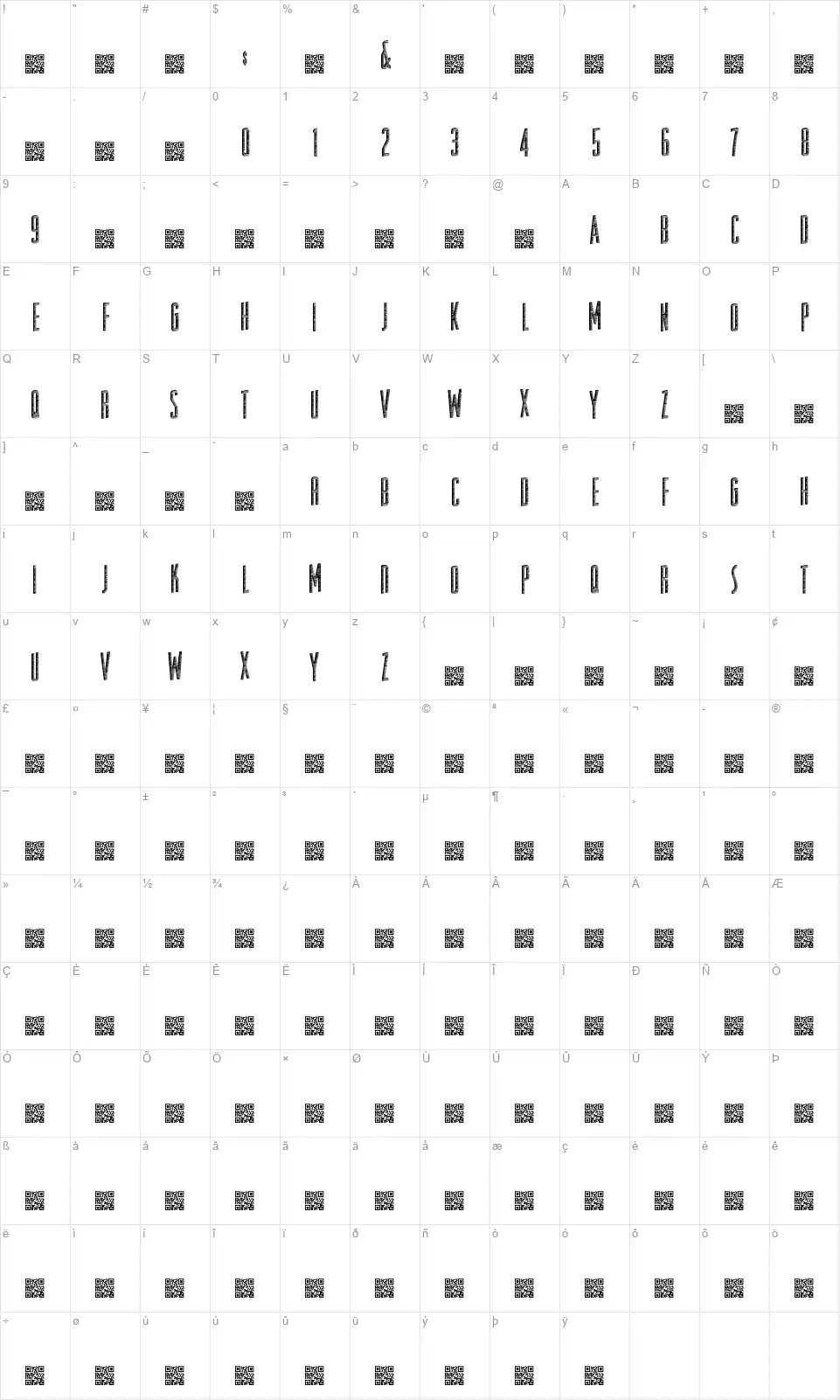 Substratefont character map