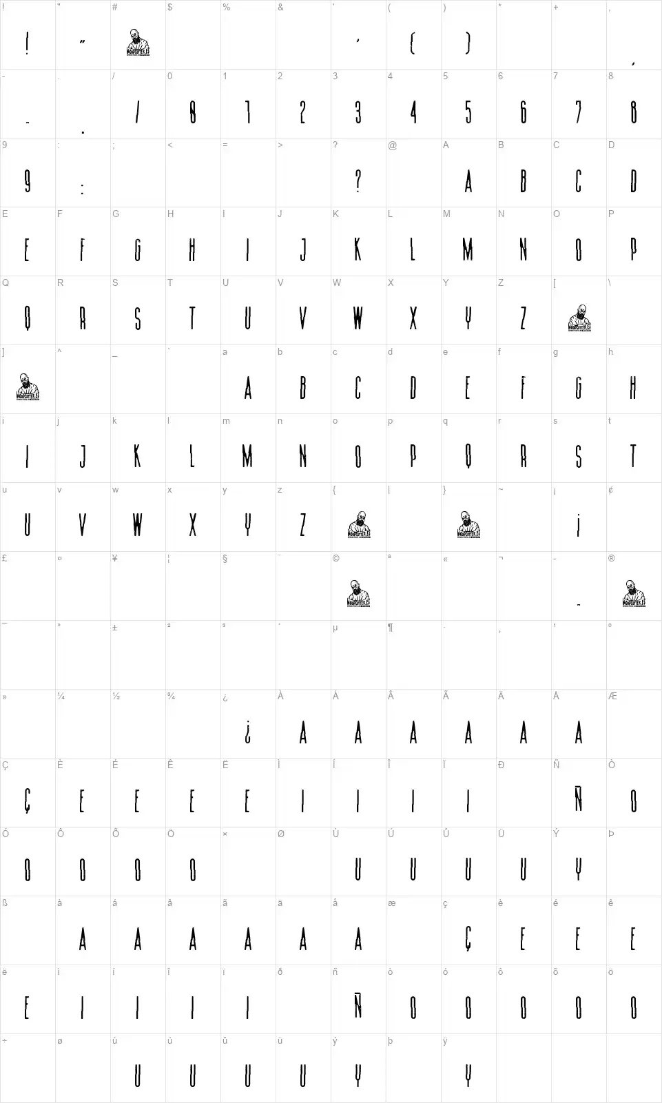 Summer Film Festivalfont character map
