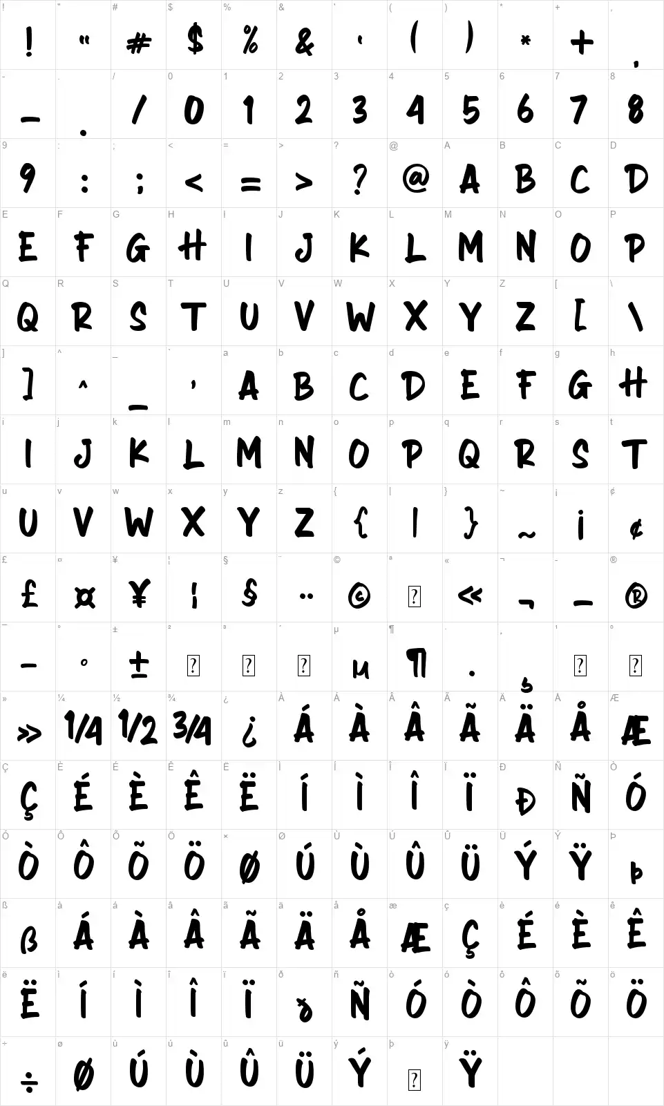 Super Discountfont character map