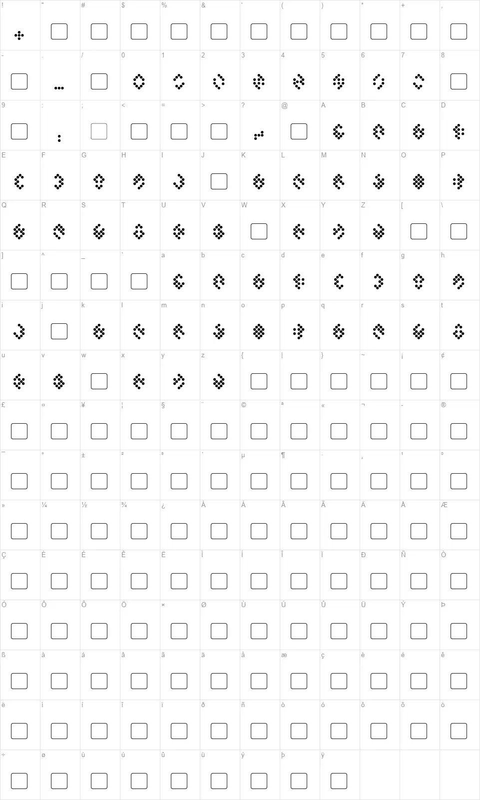 Tellaritefont character map