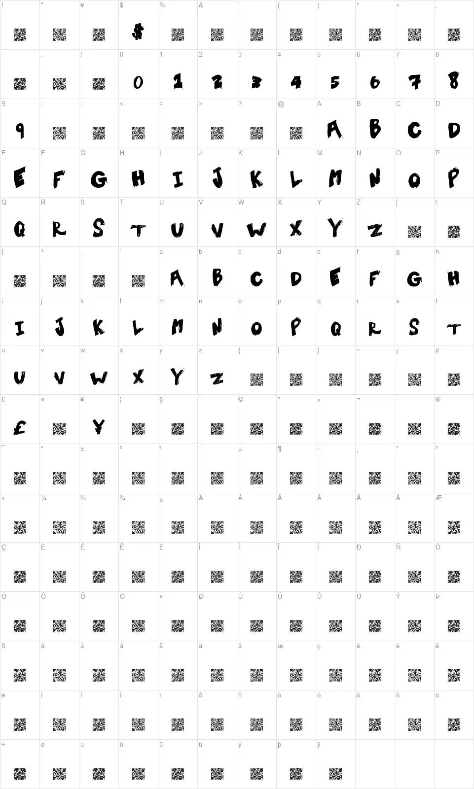 Tent Salefont character map