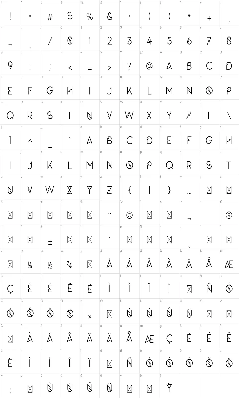 The Queens Gambitfont character map