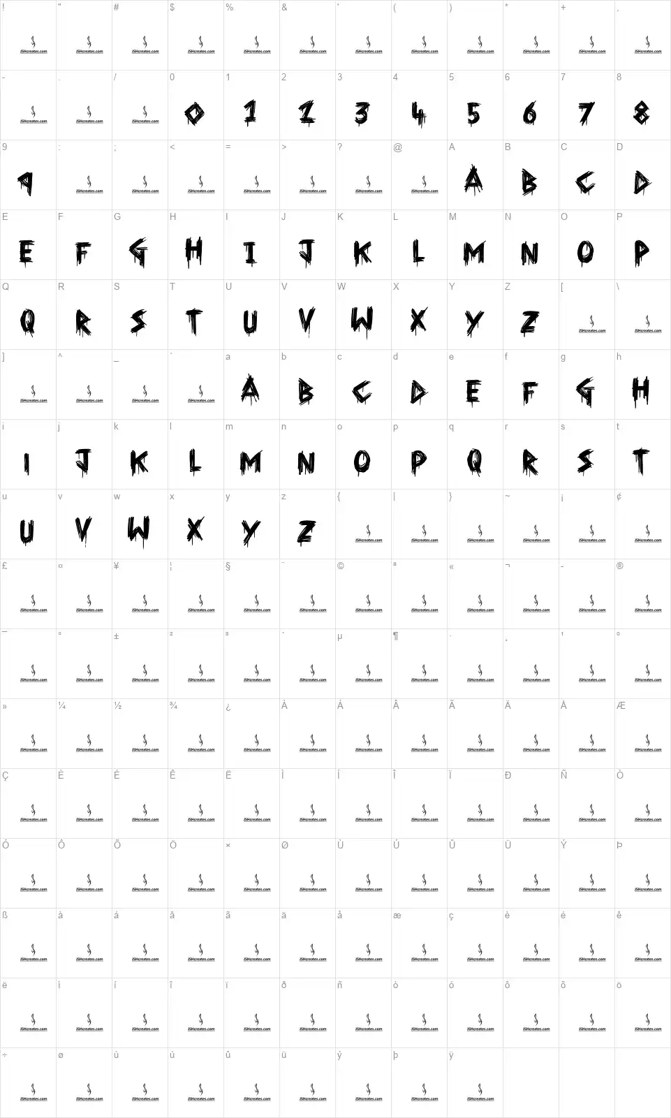 Them Peoplefont character map
