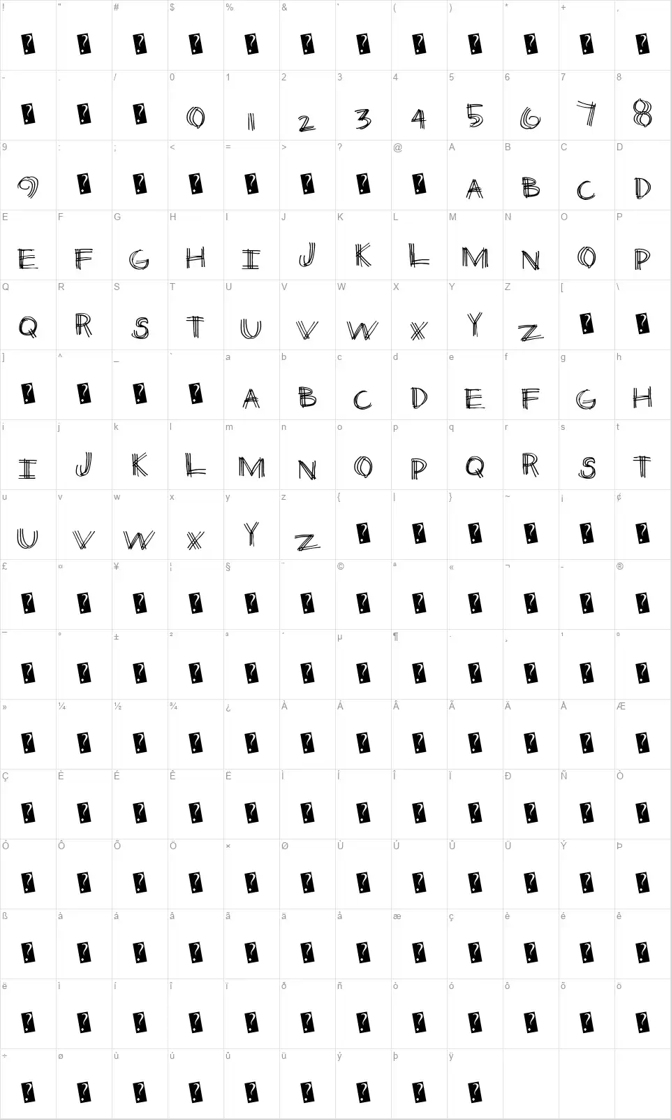 Third Legfont character map