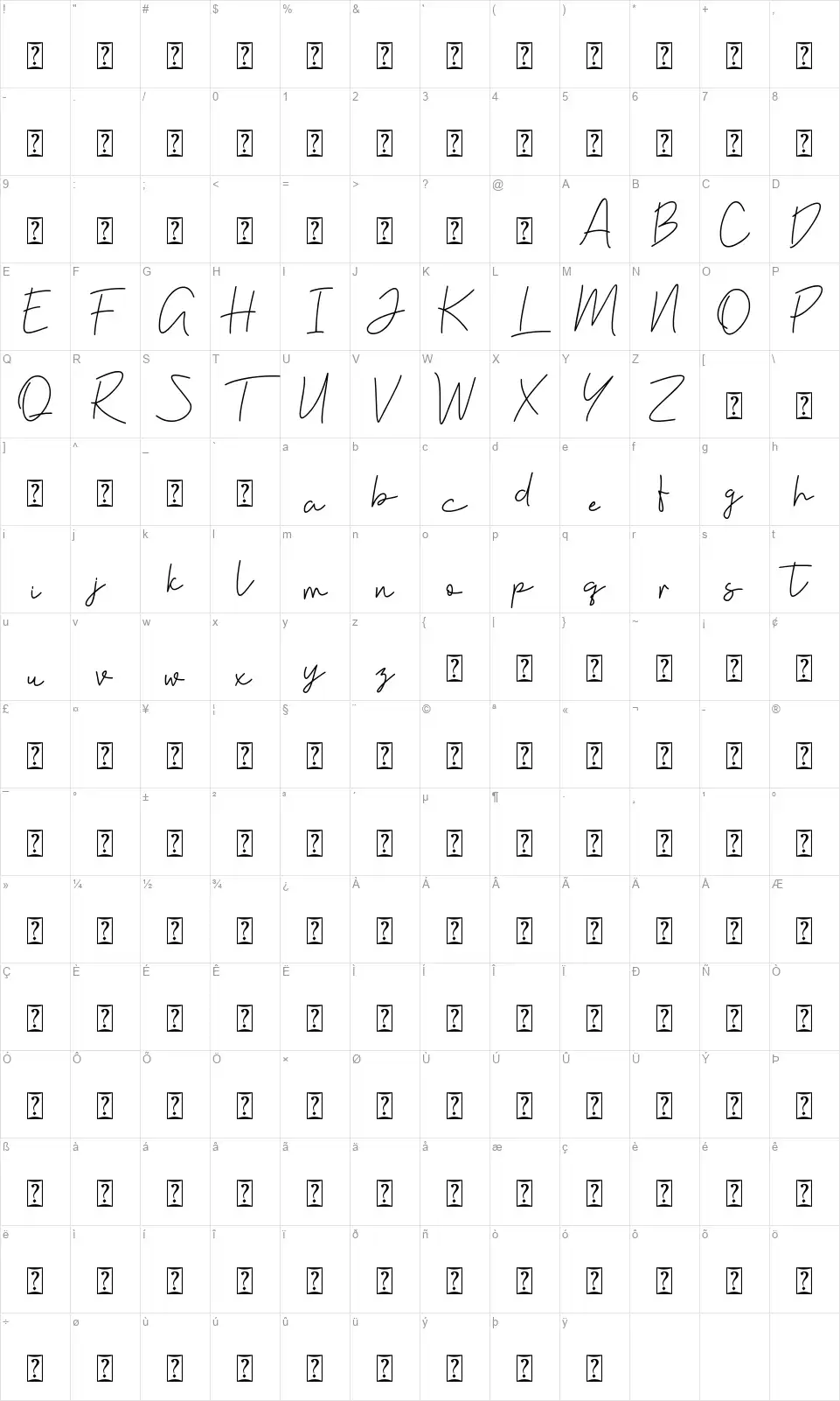 Violiafont character map