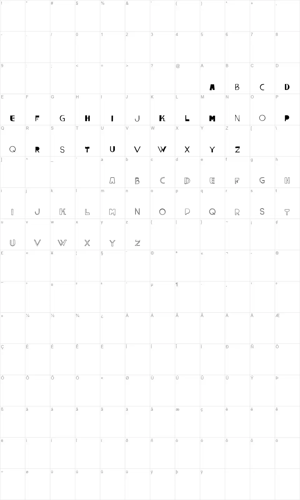 Vtks Luminafont character map