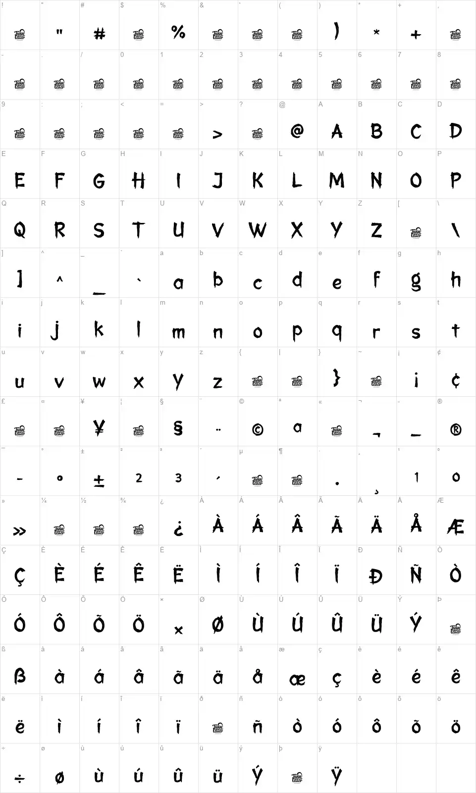 Waen Rontafont character map