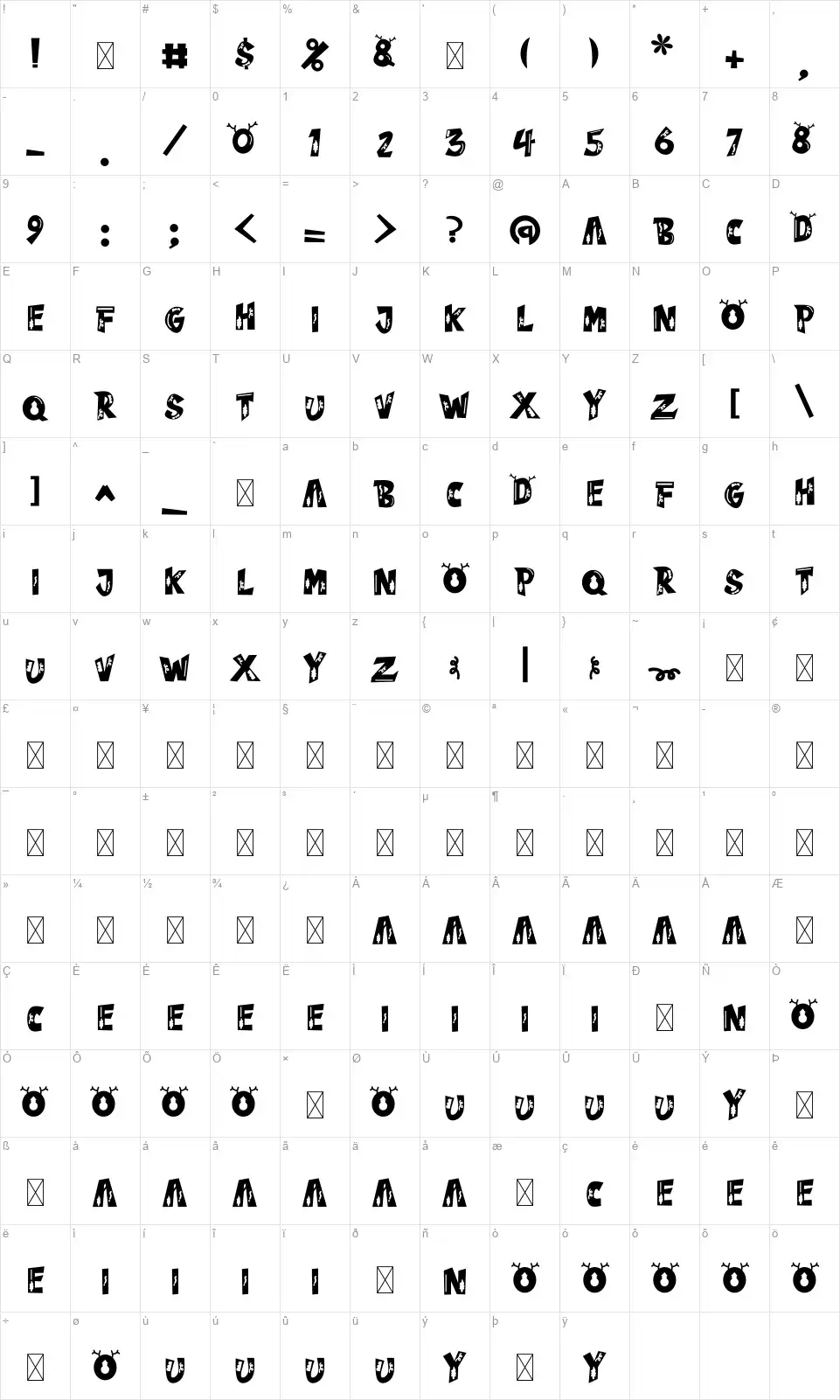 Winter Housefont character map